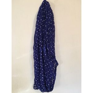 Blue and white polka-dot scarf